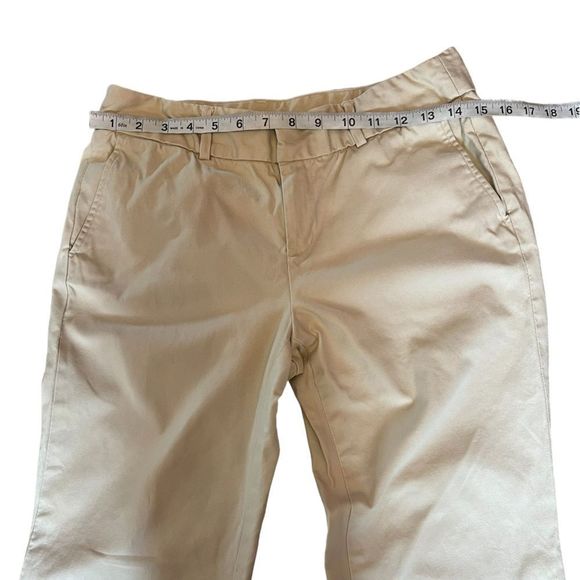 BANANA REPUBLIC Martin Tan Stretch Wide Leg Cuffed Mid Rise Khaki Pant 4 - Picture 9 of 10